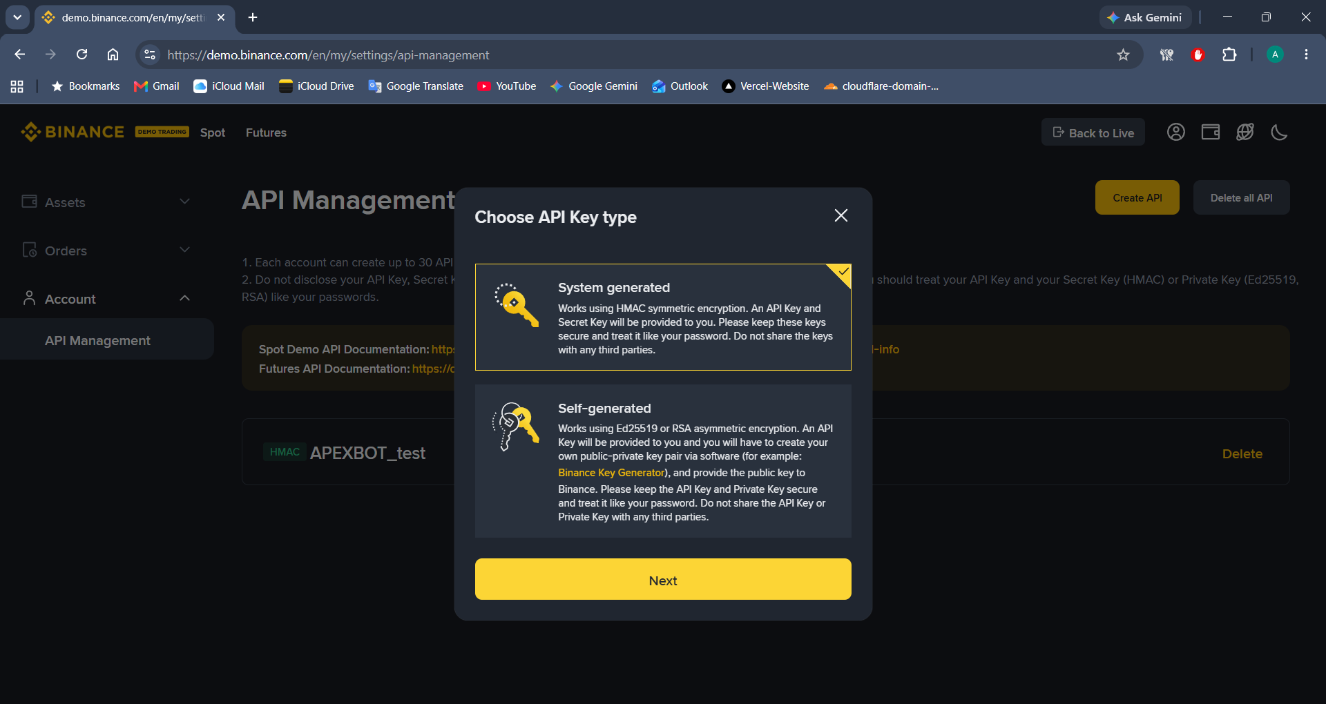 Create Demo API Key