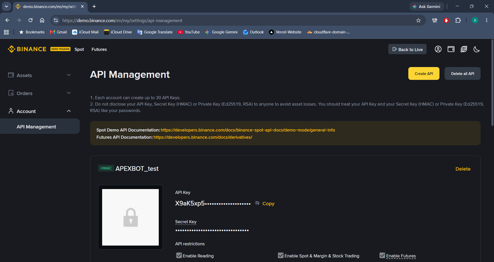 Demo API Restrictions